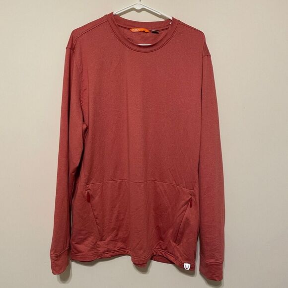 C-BUK Cutter&Buck Shirt Mens Size XL Red Jackson Crew Neck Long Sleeve Pockets - Picture 1 of 8